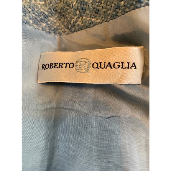 Roberto Quaglia Women’s Tweed Blazer Blue Size 46 - Picture 2 of 13